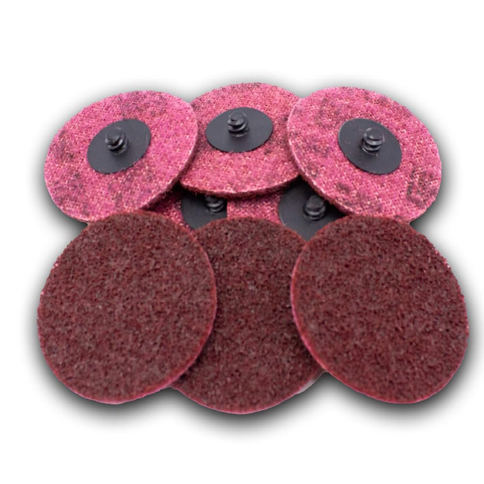 Lauco 3" Diameter Quick Change Nylon Surface Conditioning Discs - Red Middle Sanding Grit (Box of 25) - Sanding Polishing Paint Removal with Male R-Type Backing, Quick Change Roll Lock Connection