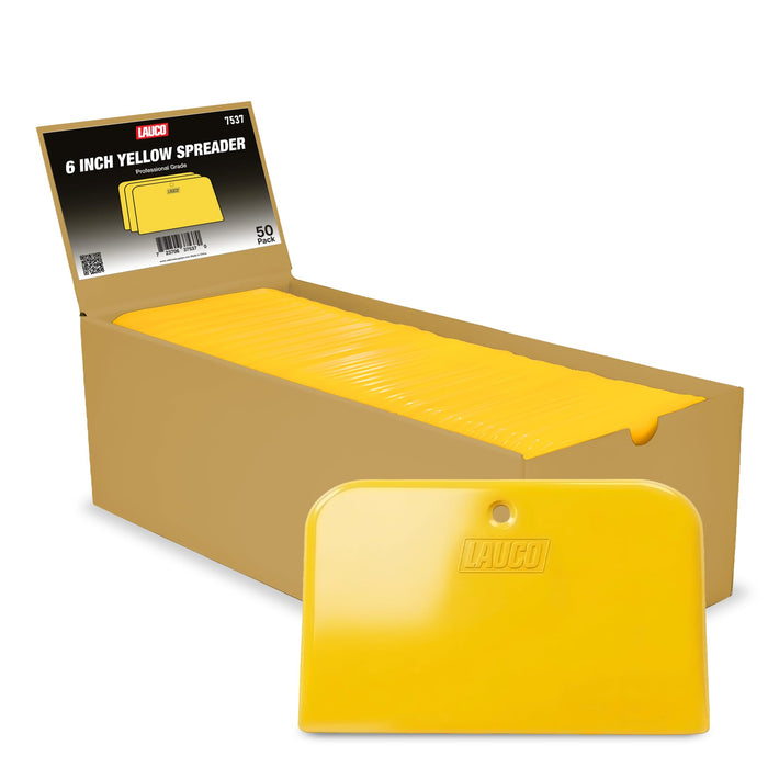 LAUCO Auto Body Filler Yellow Spreaders (Pack of 50) - Size 6" Reusable Plastic Spreader for Automotive Fillers, Putties, Glazes, Caulks and Paint - Easy Application