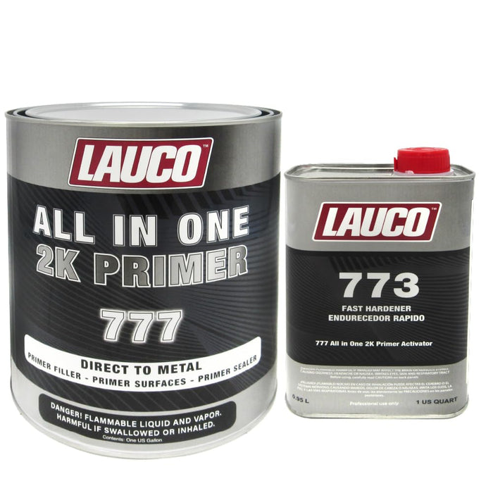 LAUCO All-In-One 2K Urethane DTM Primer Surfacer Kit | 1 Gallon Gray High-Build Sealer & Filler | Includes 1 Quart Fast Activator (4:1 Mix Ratio) | Automotive & Car Paint 773