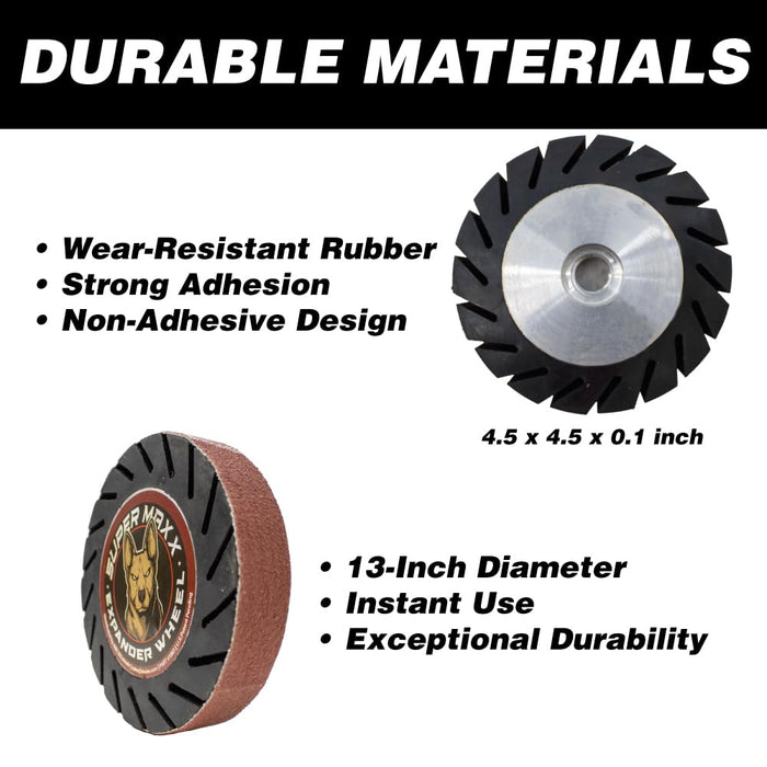 LAUCO Super Maxx Expander Wheel Expander Wheel Kit Compatible with Angle Grinder 4.5in, 5X Faster Grinding, Kit Includes 1 GRIT 80 Sanding Belt
