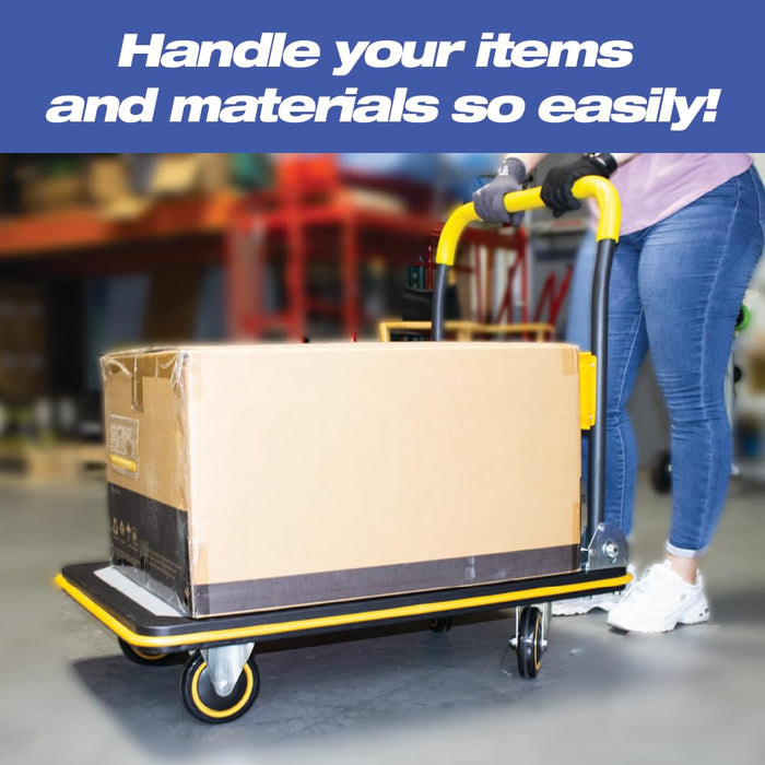 LAUCO Heavy Duty Foldable Push Cart Dolly, 330 lb Weight Capacity, Moving Platform Hand Truck, Foldable for Easy Storage and 360 Degree Swivel Wheels (330 Lbs) 17475