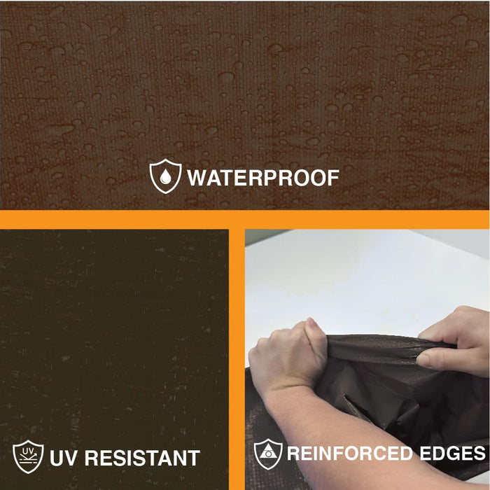 Heavy Brown Tarp - 9ft x 12ft (2 Pack) - 5 MIL Multipurpose UV Resistant, Waterproof Protective Tarp Cover with Metal Grommets and Reinforced Edges - for Roof, Camping, Patio, Boat, Car 38805