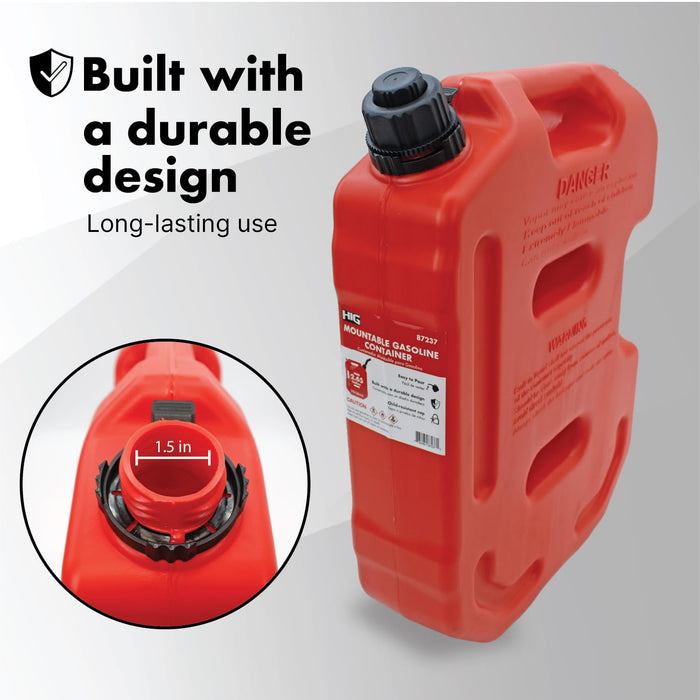LAUCO Mountable Gasoline Container Fuel Tank, 10L / 2.6 Gallon Gas & Diesel Container with Transfer Hose and Nozzle, Mobile Fuel Storage for Boats, Docks, Farm, Shop & Garage 87237