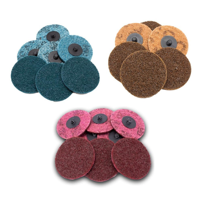 Lauco 3" Diameter Quick Change Nylon Surface Conditioning Discs - Brown Coarse Sanding Grit (Box of 25) - Sanding Polishing Paint Removal with Male R-Type Backing, Quick Change Roll Lock Connection