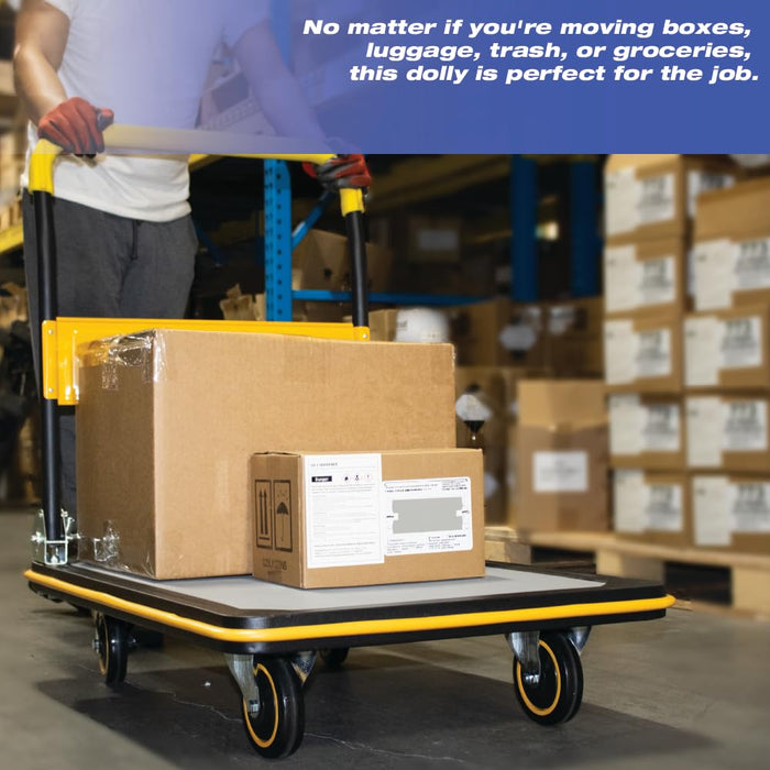 LAUCO Heavy Duty Foldable Push Cart Dolly, 330 lb Weight Capacity, Moving Platform Hand Truck, Foldable for Easy Storage and 360 Degree Swivel Wheels (330 Lbs) 17475