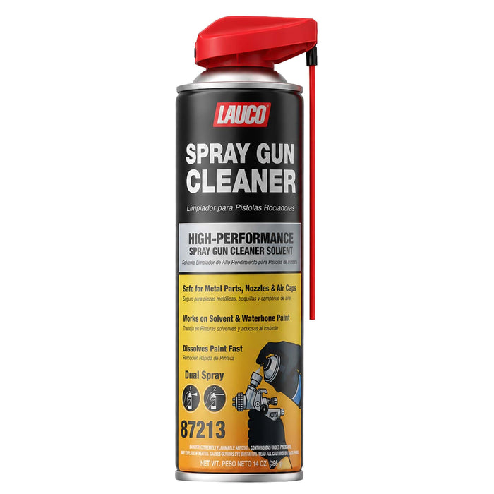 LAUCO Spray Gun Cleaner 14 oz, Pack of 1, High-Performance Paint Gun Cleaner Solvent, Fast Dissolving Aerosol for Waterborne & Solvent Paint, Dual Spray Precision Cleaner for Nozzles, Air Caps & Metal
