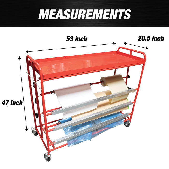 LAUCO Masking Machine Prep Station with Top Tray Tool Storage, Masking Paper Machine, Dispenser, Masking Machine for Painting, Tape Machine for Painting, Automotive Masking Machine (7061)