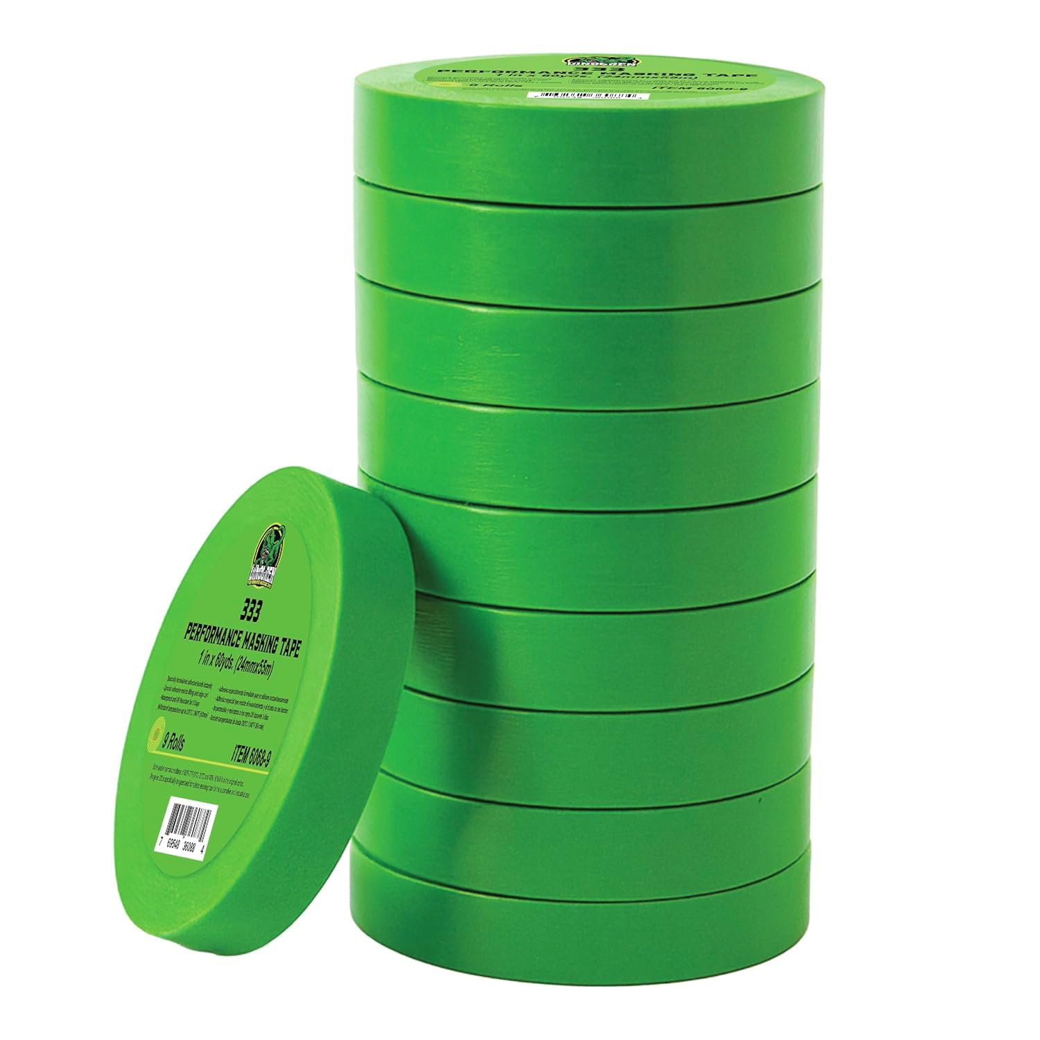 LAUCO DINOGREN High Performance Masking Tape for Car Paint, Heat & Water Resistant, Multi-Purpose Green (1 in (36 Rolls))