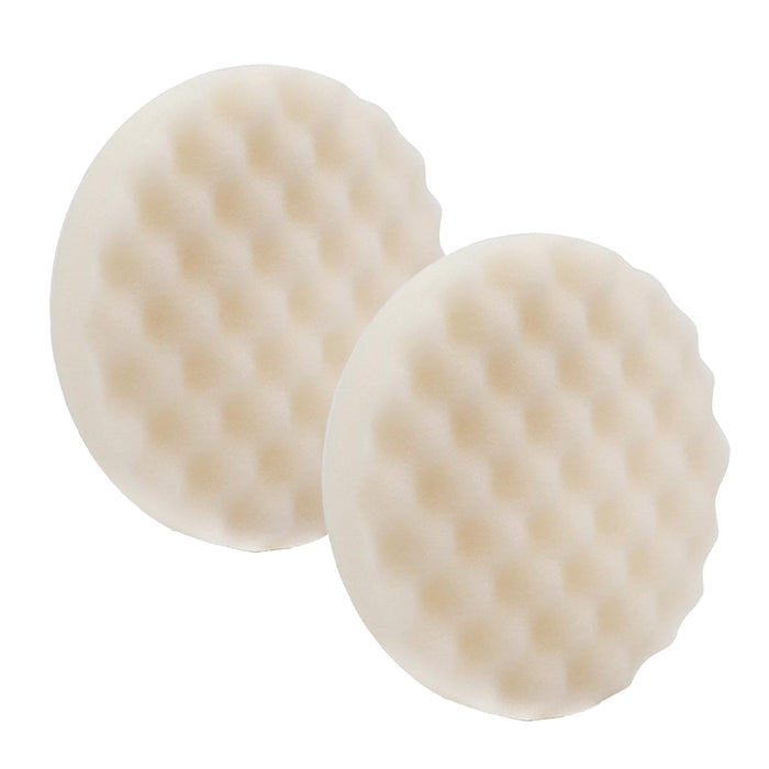 LAUCO White Foam Waffle Buffing Pad – 8” Single-Sided Polishing & Waxing Pad – Final Finish for High-Gloss Shine – Hook & Loop Backing (203.2mm) – 2 Pack