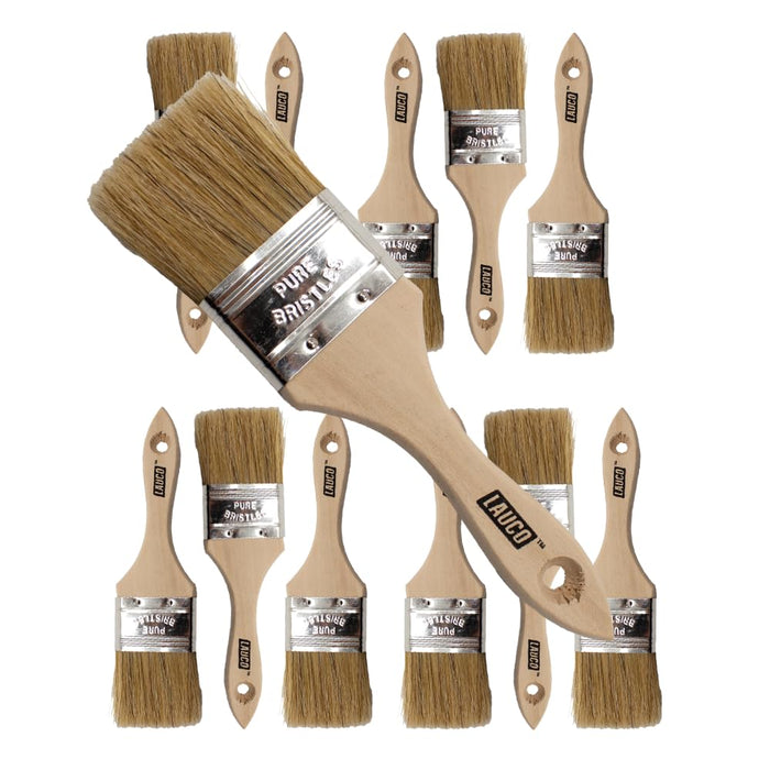 LAUCO 2-Inch Chip Paint Brushes – 36 Pack, Natural Bristle Disposable Brushes with Wooden Handles for Painting, Staining, Gluing, and Crafts 57016