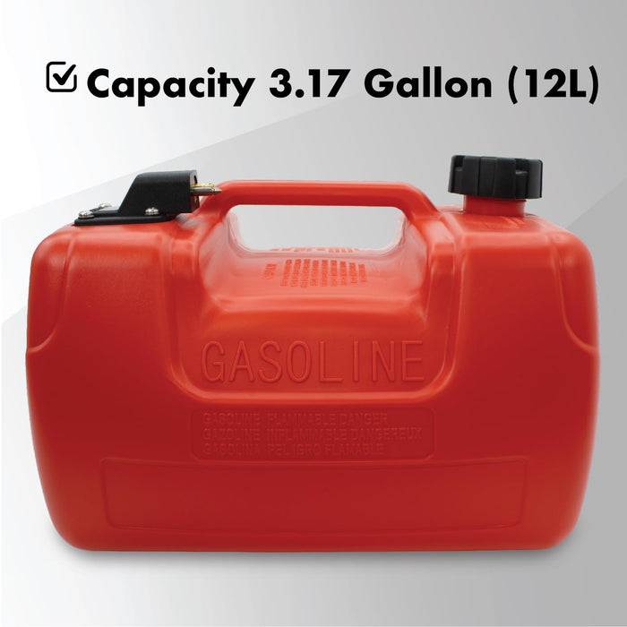 LAUCO Portable Marine Fuel Tank Caddy – 12 Liter Gas & Diesel Container with Transfer Hose and Nozzle, Mobile Fuel Storage for Boats, Docks, Farm, Shop & Garage 87238
