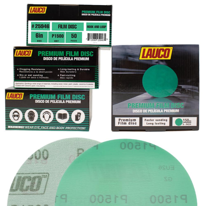 Premium 6" Hook and Loop Sanding Discs (Box of 50) - Hook and Loop Backing Discs for DA Orbital Sanders - Automotive Sanding Wood Furniture Finishing (GRIT-1500)