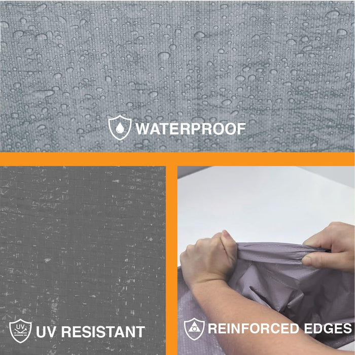 Heavy Duty Tarp 5 MIL Multipurpose UV Resistant, Waterproof Protective Tarp Cover with Metal Grommets and Reinforced Edges - for Roof, Camping, Patio, Boat, Car (Silver/Black, 6ft x 8ft (2 Pack))