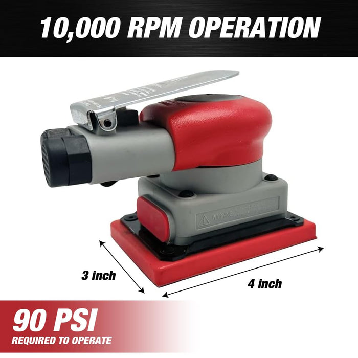 MAXX PROS 3 x 4 Square Orbital Sander Pneumatic/PSA/Vinyl sanding machine - 75 x 100mm Orbital Sander, Sanding/Grinding/Polishing Professional for Car Waxing, Auto Body Work, Woodworking, Car Polisher