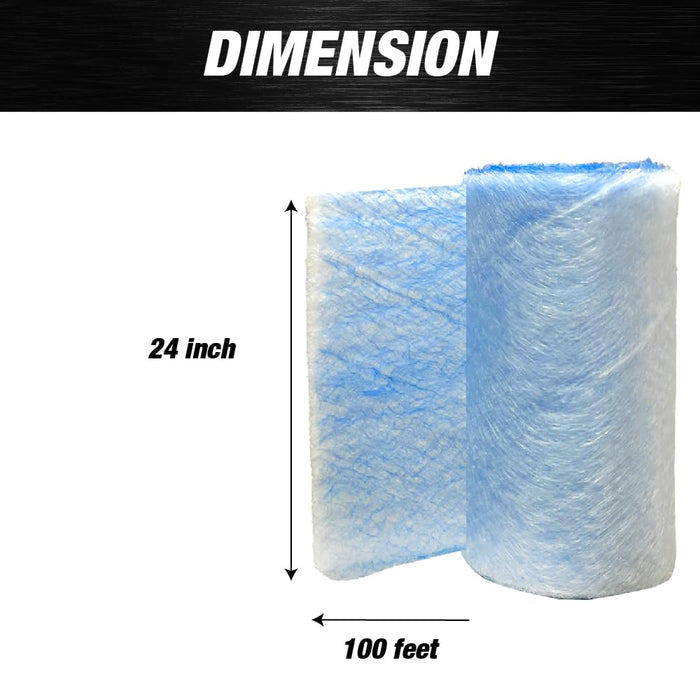 LAUCO Premium Paint Spray Booth Fiberglass Exhaust Filter Roll - 18 Gram Heavy-Duty Blue Fiberglass Paint Arrestor - Captures Traps Overspray Paint Particles in Autobody Booths (24 Inches x 100 Feet)
