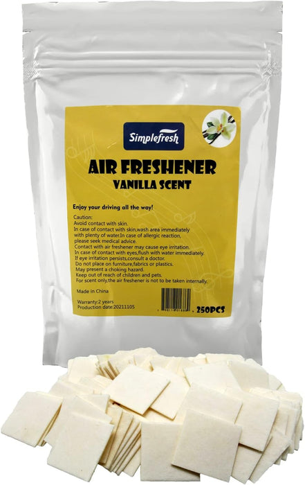 SIMPLE FRESH 250 Count Vanilla Scent Unwrapped Automobile Professional Use Air Fresheners Car and Truck Detail 6869