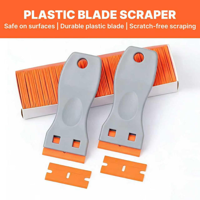 LAUCO Pack of 12 pcs Plastic Razor Blade Scraper Extra Plastic Razor Blades - Includes 24 Plastic Razor Blade Scraper Plastic Razor Blades Refills, Plastic 57048