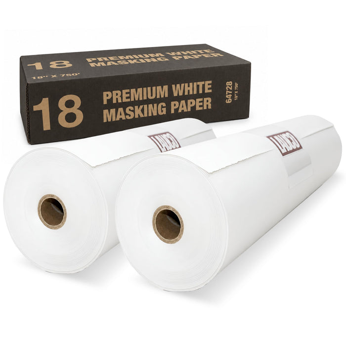 LAUCO White Masking Paper Automotive Painters Multi-Purpose 18” x 9000” (750') - Cover Automotive Surface, Packing, Moving, Gift Wrapping, Postal, Shipping, Parcel, Wall Art, Bulletin Boards 64728