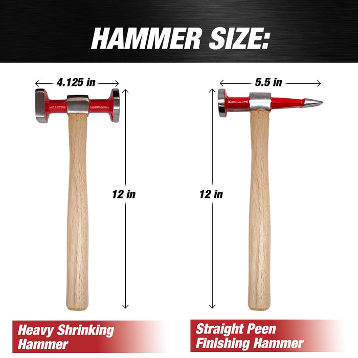 LAUCO 6 Pieces Auto Body Hammer Repair Tool Dolly Kit, Steel Hammer Heads and Dollies on Wood Handles,Performance Tool Heavy Duty Fender Set for Car, ﻿Multifunctional Hammer Kit