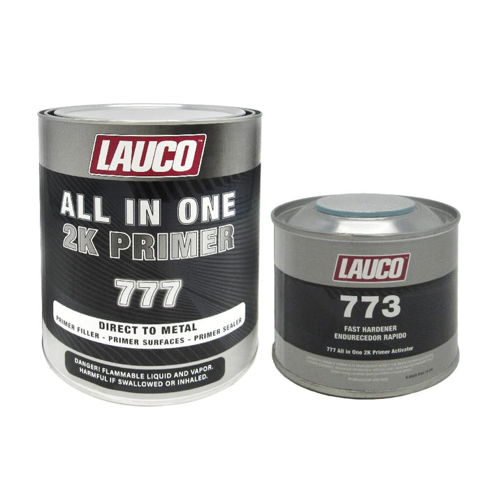 LAUCO All In One Direct To Metal 2K Urethane DTM Primer Surfacer Kit (Gray, 1 Liter) with Fast 8oz Activator – Direct to Metal High-Build Sealer & Filler (4:1 Ratio) 773