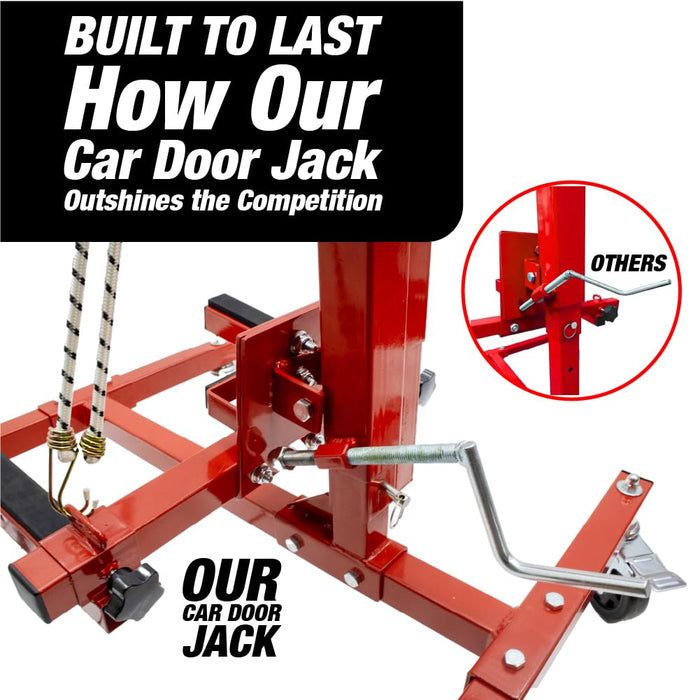 LAUCO Car Door Installer and Remover Jack Lift Hoist, Heavy Duty Car Door Jack, Floor Jack, Trolley Service Lift Floor Jack with 4 Steel Swivel Castors Hoist Jack Stand Dolly Red- [7756]