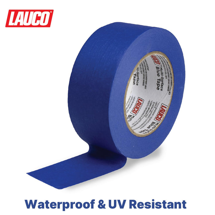 LAUCO Multi-Surface Blue Painter’s Masking Tape, Medium Adhesion, UV-Resistant, Clean Removal, 1.88 in x 60 yds (48mm x 55m) Rolls, Ideal for Indoor & Outdoor Painting, Trim, Walls, 5 Rolls