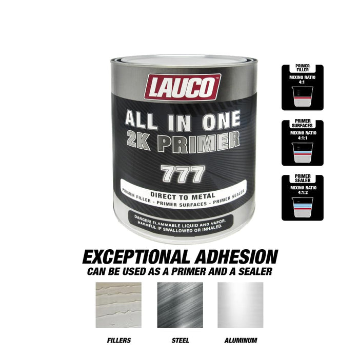 LAUCO All In One Direct To Metal 2K Urethane DTM Primer Surfacer Kit (Gray, 1 Liter) with Fast 8oz Activator – Direct to Metal High-Build Sealer & Filler (4:1 Ratio) 773