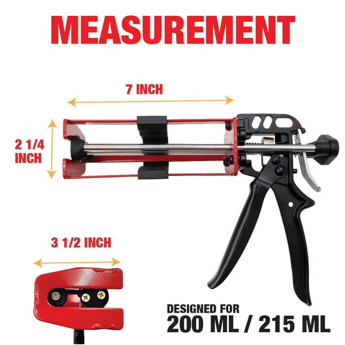 LAUCO Dual Cartridge Epoxy Gun 200 ml – Manual 1:1 and 2:1 Adhesive Applicator for Panel Bonding, Structural Epoxy, Fillers, and Plastic Repair (33093)