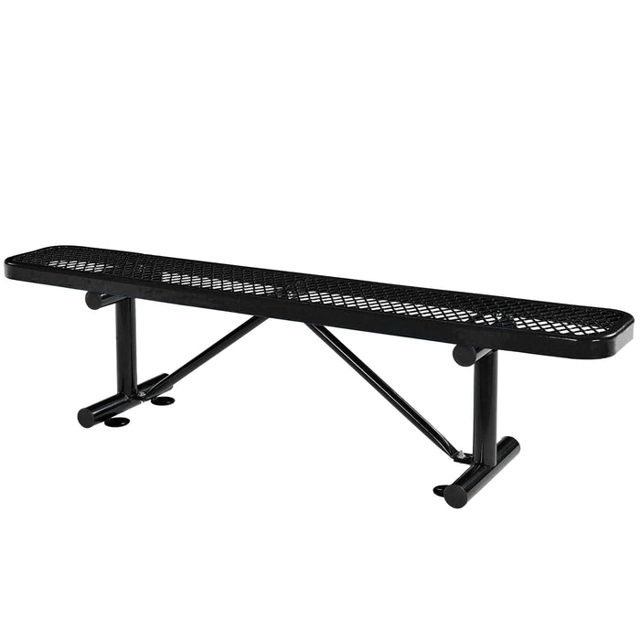 LAUCO Heavy Duty Expanded Metal Mesh Picnic Bench, Industrial Style Outdoor Bench with Steel Frame, 1000 lbs Capacity, Black Thermoplastic Coating (Black)