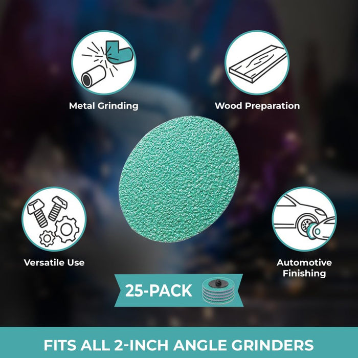 LAUCO 3" Quick-Change Discs 25 PCS per Box - Surface Conditioning DisC/Air Grinder Disc for Surface prep, Paint Stripping, Grinding & Finishing