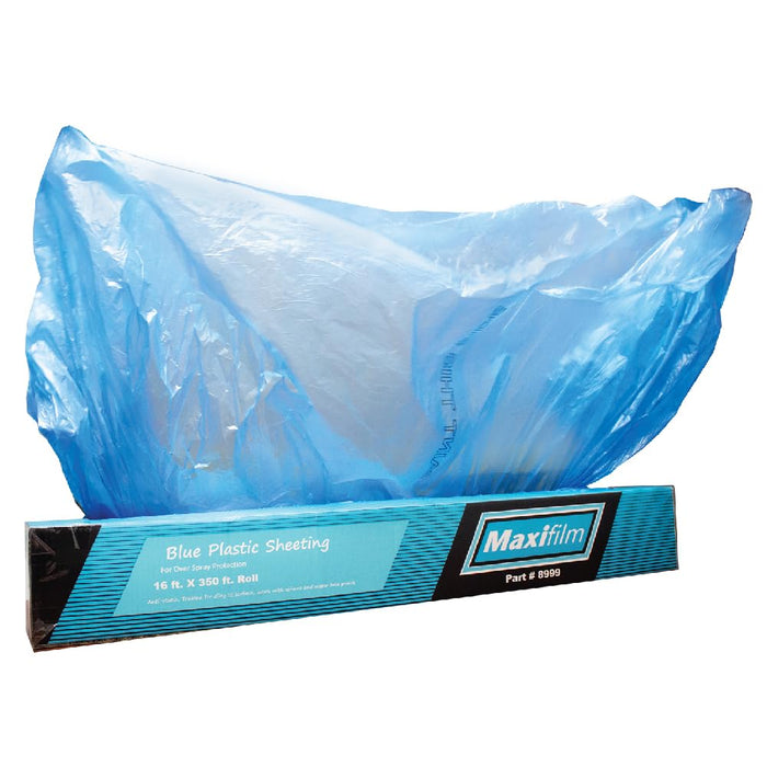 MAXIFILM 16ft x 350ft Roll of Blue Overspray Paintable Masking Plastic Sheeting -8 Micron, 0.3 Mil, Protective Masking Film Cover, Auto Painting, Cover Cloth Home Walls Furniture (2, 16ft x 350ft)