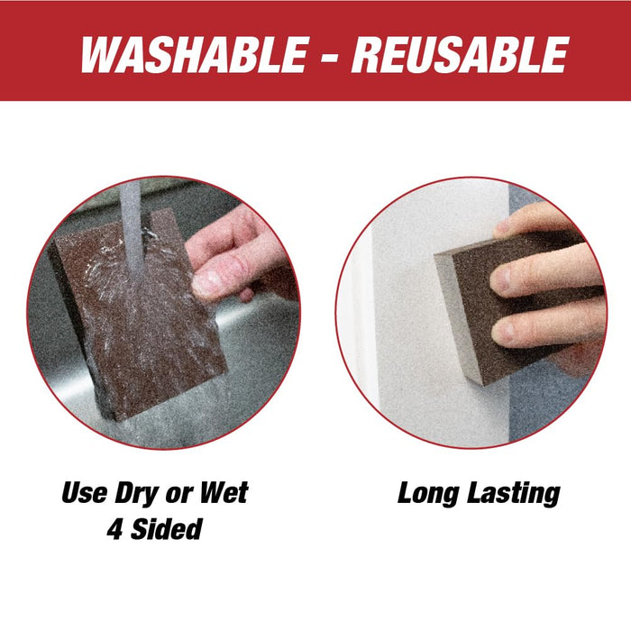 10 Pack Sanding Sponge, Washable and Reusable Sandpaper Block, Coarse/Medium/Fine/Superfine in 60/80/100/120/180/220 Grit; for Wood, Drywall, Metal, Plaster. 57026