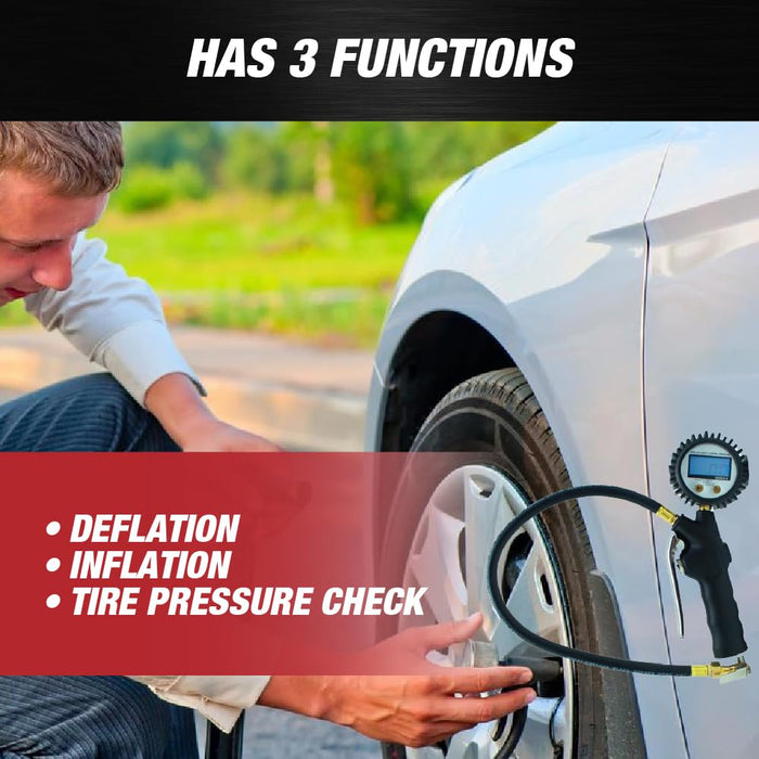 Digital Tire Pressure Gauge for Tire Inflator with Pressure Gauge 250PSI,Quick Connect Coupler for Air Compressor, Highly Accurate, Pressure Gauge with Deflator