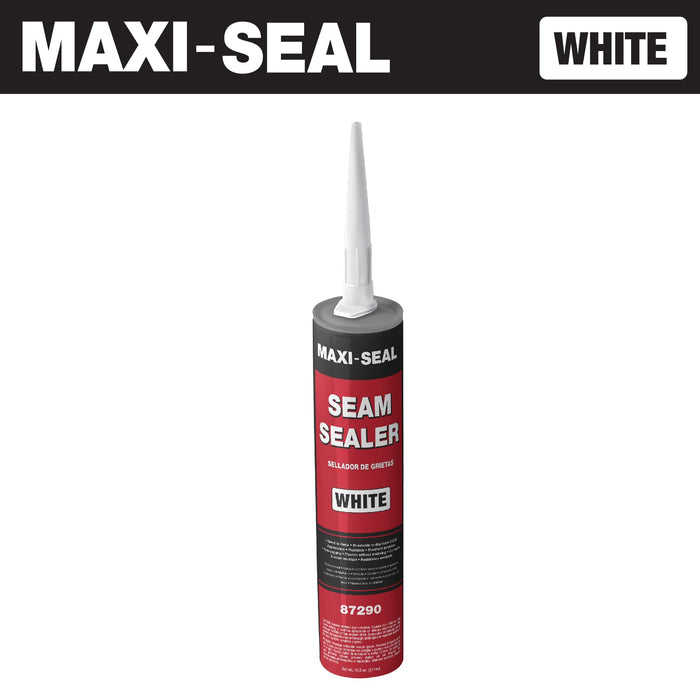 Maxi -Seal Polyurethane Seam Sealer Automotive - White, 10.5oz Tube - Durable & Flexible Auto Body Filler - Seam & Joint Compound for Bare or Painted Surfaces - Brushable to Duplicate O.E.M (1 Pack)