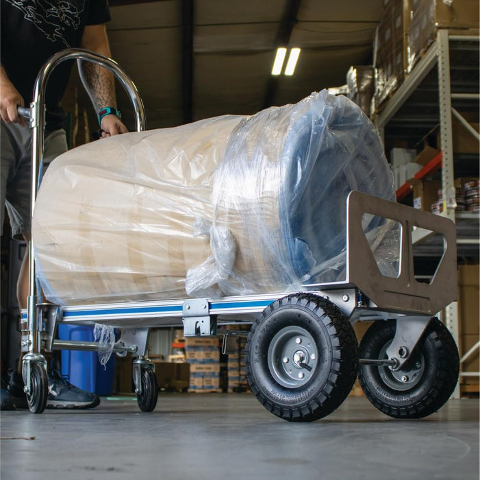 Aluminum Hand Truck and Dolly, 2 in 1 Design 550 Lbs Capacity, Lightweight Frame, Industrial Collapsible Cart, Dolly Cart with Rubber Wheels for Transport and Moving in Office, Warehouse, and More