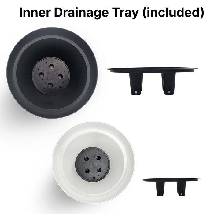 LAUCO Classic Round Plastic Plant Pot with Wide Lip, Lightweight UV Resistant Flower Pot with Drainage Holes, Indoor & Outdoor Planter for Herbs, Vegetables & Flowers (2 Pack) (White, 17 INCH) 36028