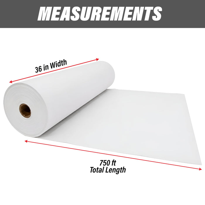 LAUCO White Masking Paper Automotive Painters Multi-Purpose 36” x 9000” (750') - Cover Automotive Surface, Packing, Moving, Gift Wrapping, Postal, Shipping, Parcel, Wall Art, Bulletin Boards