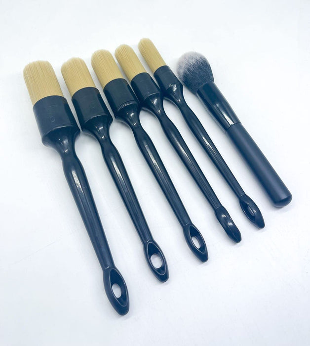 Car Detailing Brush Set, 6 Pack Natural Boars Hair Detailing Brushes, Clean Interior or Exterior, Wheels, Tires, Engine Bay, Leather Seats, Car Detailing Kit, Detailing Brush 46992