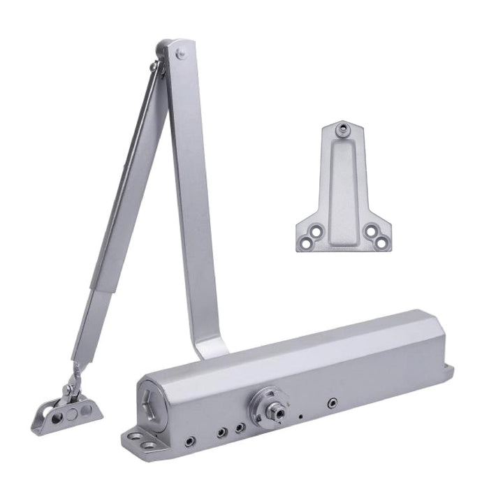 Heavy Duty Commercial Door Closer, Grade 1 Hydraulic Self Closing Door Closer, Adjustable Size 1-6, UL 10C Fire Rated, Standard Arm with Backcheck, Die Cast Aluminum Body, Doors up to 330 lbs