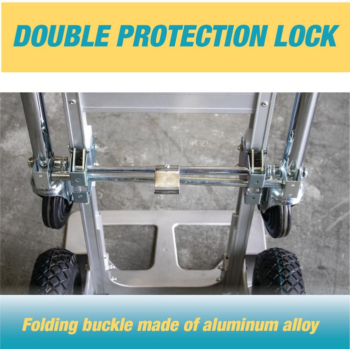 Aluminum Hand Truck and Dolly, 2 in 1 Design 550 Lbs Capacity, Lightweight Frame, Industrial Collapsible Cart, Dolly Cart with Rubber Wheels for Transport and Moving in Office, Warehouse, and More