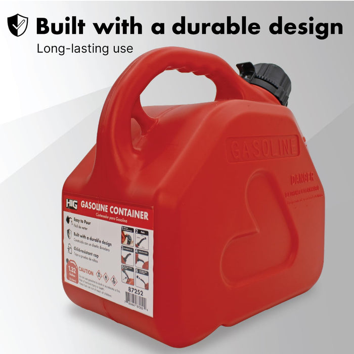 LAUCO Portable Fuel Tank, Gas Container, 1.5 Gallon Gas & Diesel Container with Transfer Hose and Nozzle, Mobile Fuel Storage for Boats, Docks, Farm, Shop & Garage 87252