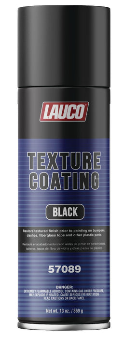 LAUCO Texture Coating Black 13 oz Aerosol Spray, Professional Automotive Trim and Bumper Refinisher, Durable Flexible Matte Finish for Plastic, Metal, and Fiberglass Surfaces, Easy Spray Application 57089