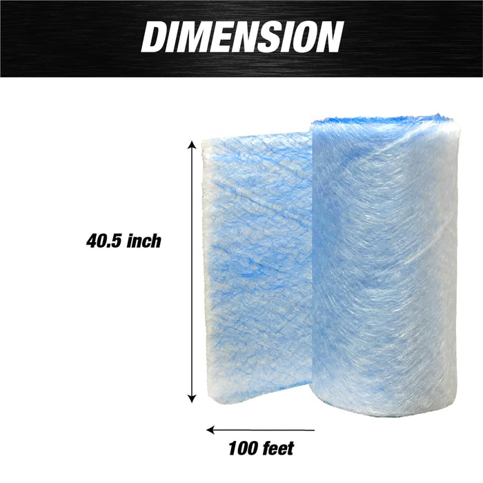 Premium Paint Spray Booth Fiberglass Exhaust Filter Roll - 18 Gram Heavy-Duty Blue Fiberglass Paint Arrestor - Captures Traps Overspray Paint Particles in Autobody Booths (40.5 Inches x 100 Feet)