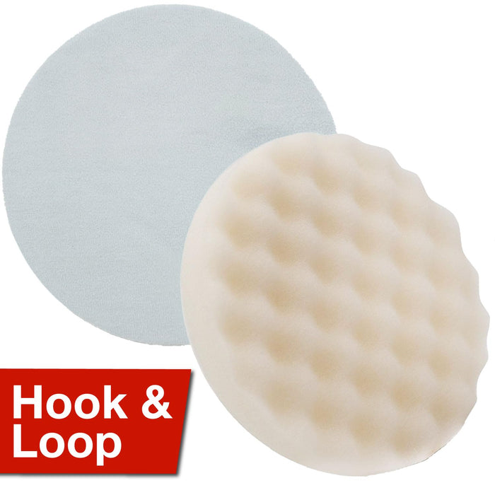 LAUCO White Foam Waffle Buffing Pad – 8” Single-Sided Polishing & Waxing Pad – Final Finish for High-Gloss Shine – Hook & Loop Backing (203.2mm) – 2 Pack