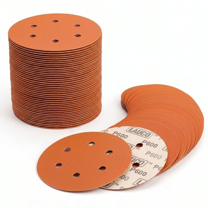 50 PCS 6 Inch 6 Hole Ceramic Sanding Discs P600 Grit, Hook and Loop Orbital Sandpaper, Heavy Duty Sandpaper for Wood, Metal, Automotive, Paint Removal