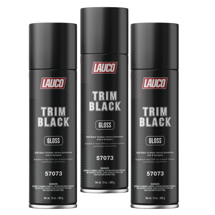 LAUCO Trim Black Gloss 13 oz. Automotive Spray Paint Can with Gun - Pack of 3 - Black Car Spray Paint with Gloss Finish - Designed for Plastic, Aluminum, Steel and Stainless Steel 57073