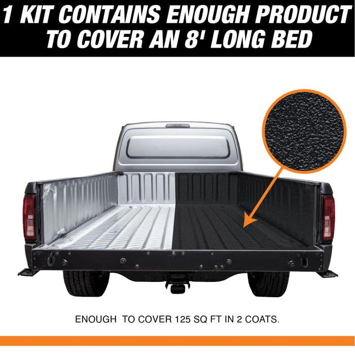 Rintek Urethane Spray On Truck Bed Liner Kit, Durable Textured Coating Mix, Shake & Shoot 1 Gallon, Black, with Spray Gun