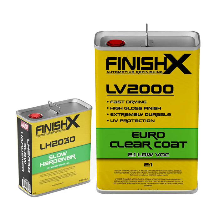 FinishX Low VOC 2:1 Euro HS Automotive Clear Coat 7.5 Liter Kit with Activator/Hardener Hardener: Slow Hardener