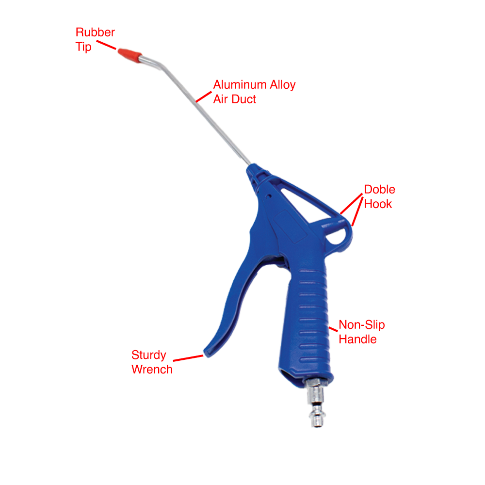 Air Blow Gun with Fixed Nozzle, Air Compressor w/ Angled Bent Nozzle Accessories