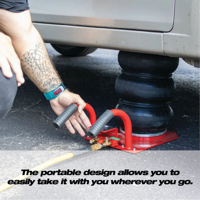 Pneumatic Triple Bag Air Jack 3 Ton/6600 lbs, Airbag Jack with Six Steel Pipes, Lift up to 15.5 inch, 3-5 s Fast Lifting Pneumatic Jack, with Side Handles for Car, Garage, Repair (Red) - National Supply Company
